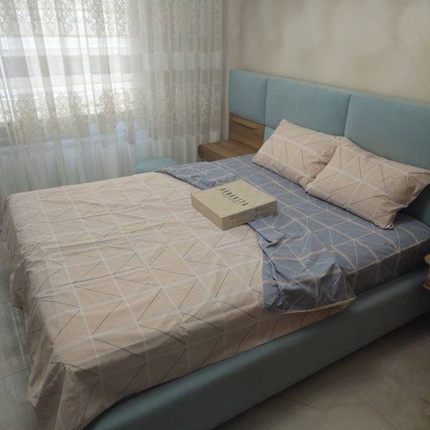Постільна білизна BonaVita півтораспальна з простирадлом на резинці 90х200 Абстракція (3316-0722 grey+cream) 3316-0722 grey+cream фото
