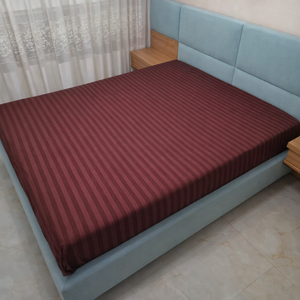 Простирадло на резинці BonaVita 200х200 бавовна Коричнева смужка (SE36-0098 brown ) SE36-0098 brown фото