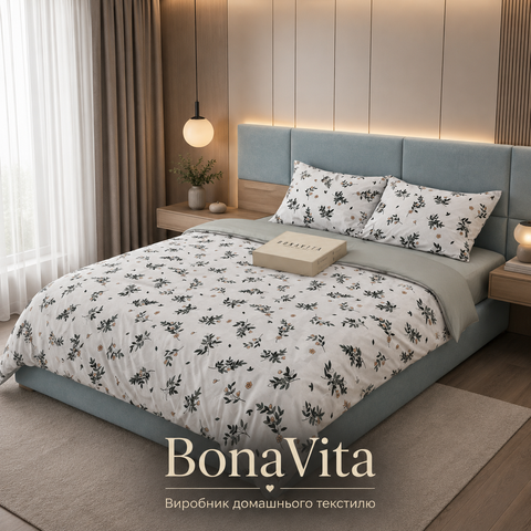 Постільна білизна BonaVita Ранфорс Півтораспальна Листочок (331-0858 a+b) 331-0858 a+b фото