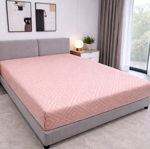 Простирадло на резинці BonaVita 180х200 бавовна Ромб пудра (SE35-0260 rose pink ) SE35-0260 rose pink фото