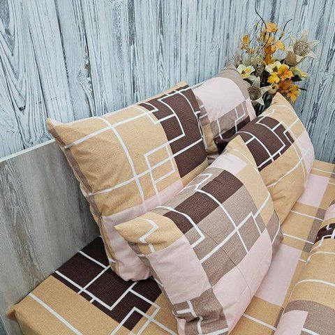 Набір наволочок BonaVita 2 шт. 70х70 бавовна Квадрати (PE350-0756 beige) PE350-0756 beige фото