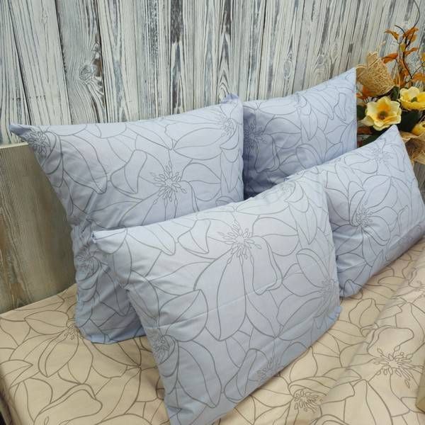 Постільна білизна BonaVita євро бавовна Квіти (0767 bluebeige) 351-0767 blue+beige фото