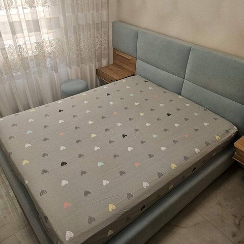 Простирадло на резинці BonaVita 160х200 бавовна Сердечка сірі (SE34-0125 mint b) SE34-0125 mint b фото