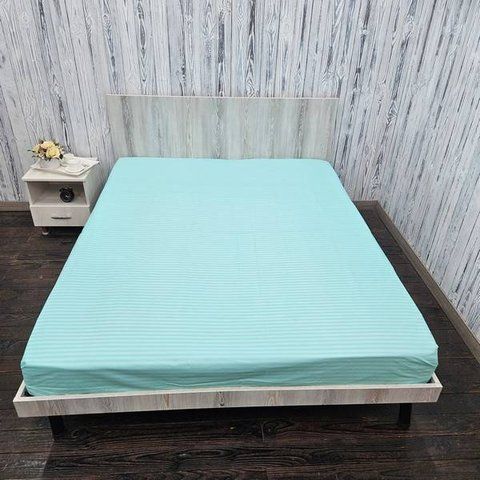 Простирадло на резинці BonaVita 200х200 бавовна М'ятна смужка (SE36-0098 mint ) SE36-0098 mint фото