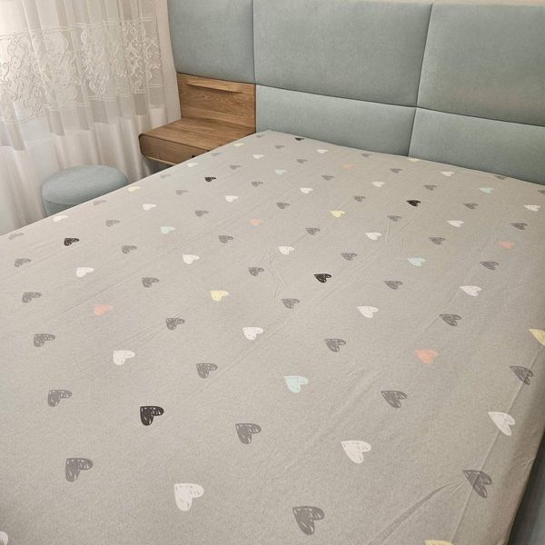 Простирадло на резинці BonaVita 160х200 бавовна Сердечка сірі (SE34-0125 mint b) SE34-0125 mint b фото
