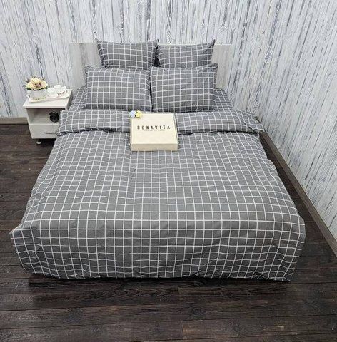 Постільна білизна BonaVita двоспальна бавовна Клітинка (341-0232 grey) 341-0232 grey фото