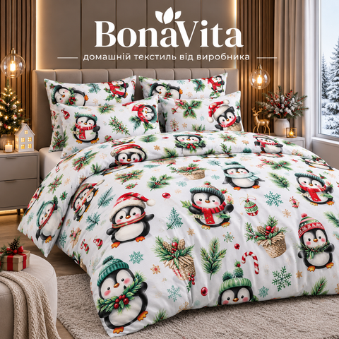 Постільна білизна BonaVita Ранфорс євро Пінгвіни (N5-8328) N5-8328 фото
