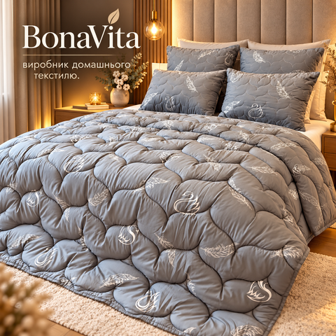 Ковдра зимова Екопух,сіра 150х215 BV-D72-1 фото