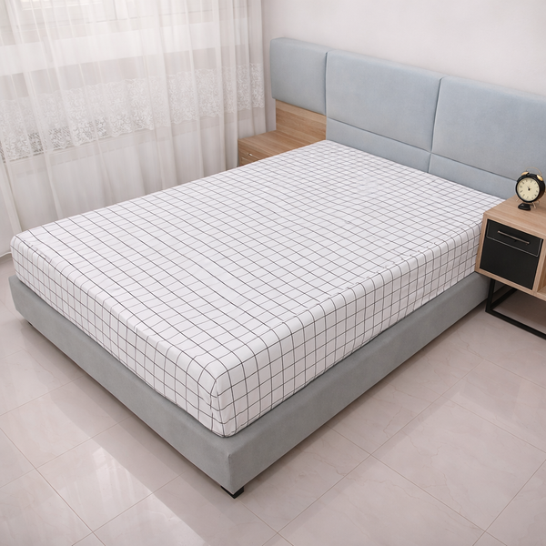 Простирадло на резинці BonaVita 180х200 бавовна Клітинка біла (SE35-0232 white ) SE35-0232 white фото