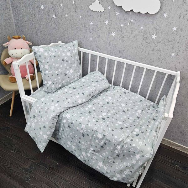 Дитячий постільний набір в ліжечко BonaVita бавовна Зірки (316-0002 grey) 316-0002 grey фото