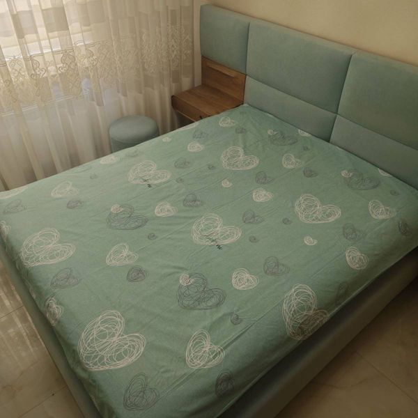 Простирадло на резинці BonaVita 200х200 бавовна Сердечка м'ятні (SE36-0125 mint a) SE36-0125 mint a фото