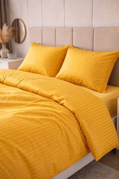Постільна білизна BonaVita євро страйп сатин жовтий (651-0098 Lt yellow) 651-0098 Lt yellow фото