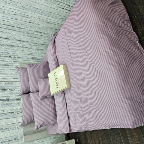 Постільна білизна BonaVita євро Ранфорс Смужка чайна троянда (351-0098 misty rose) 351-0098 misty rose фото