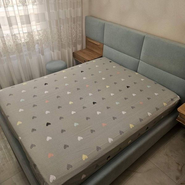 Простирадло на резинці BonaVita 200х200 бавовна Сердечка сірі (SE36-0125 mint SE36-0125 mint b фото