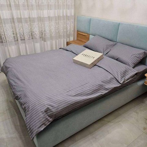 Простирадло BonaVita бавовна 240х220 Сіра смужка (ST34-0051 grey) ST34-0051 grey фото