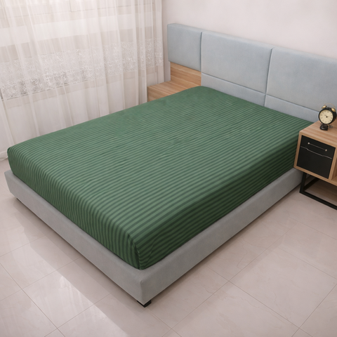 Простирадло на резинці BonaVita 120х200 бавовна Смарагдова смужка (SE32-0098 green ) SE32-0098 green фото