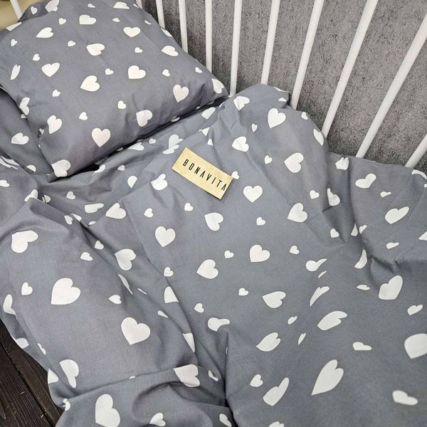 Дитячий постільний набір в ліжечко BonaVita бавовна Сердечко (316-0595 grey) 316-0595 grey фото