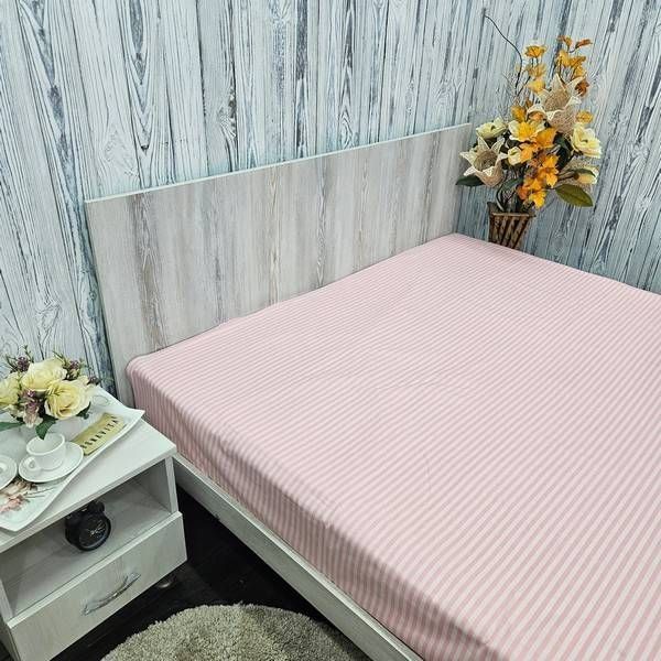 Простирадло на резинці BonaVita 120х200 бавовна Рожева смужка (SE32-0098 pink ) SE32-0098 pink фото