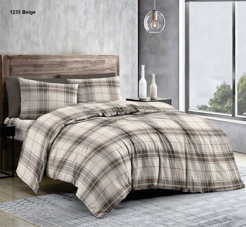 Постільна білизна BonaVita бавовна Сімейна Клітинка бежева (361-0345 beige) 361-0345 beige фото