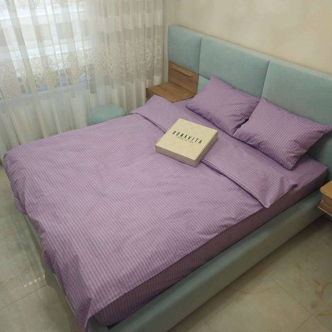 Простирадло BonaVita бавовна 150x220 Фіолетова смужка (ST32-0098 Lt violet) ST32-0098 Lt violet фото