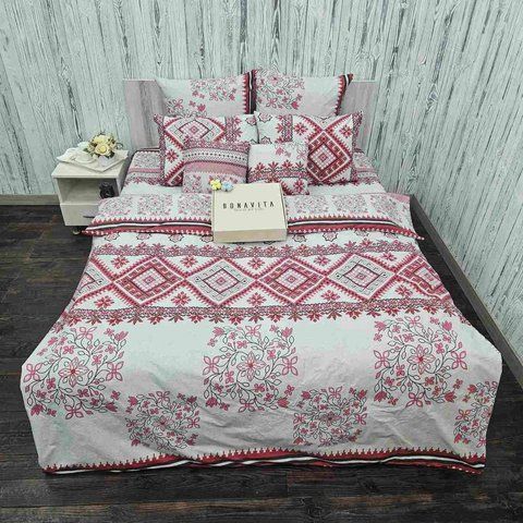 Простирадло BonaVita бавовна 240х220 Вишиванка (ST34-0313 red) ST34-0313 red фото