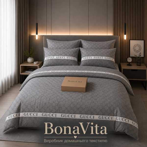 Постільна білизна BonaVita євро Ранфорс Гуччі (0813 grey) 351-0813 grey фото