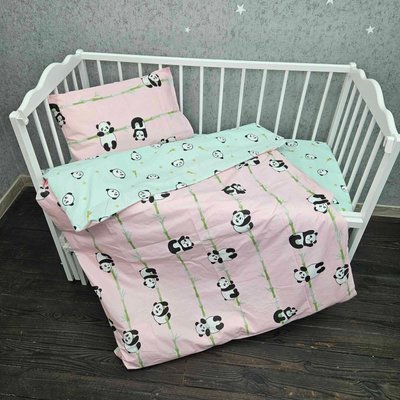Дитяча постільна білизна в ліжечко з простирадлом на резинці BonaVita бязь голд люкс 3211-003 pink+mint фото