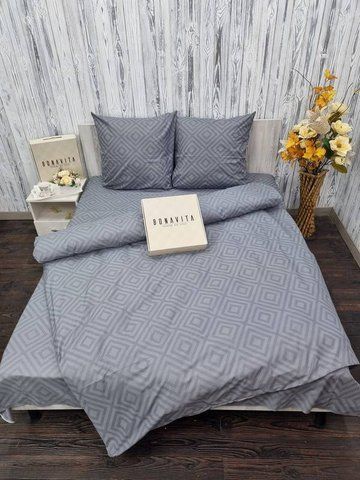 Постільна білизна BonaVita двоспальна бавовна Ромб сірий (341-0260 grey) 341-0260 grey фото