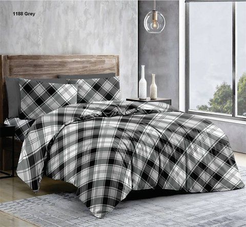 Постільна білизна BonaVita бавовна півтораспальна Шотланка (331-0342 grey) 331-0342 grey фото
