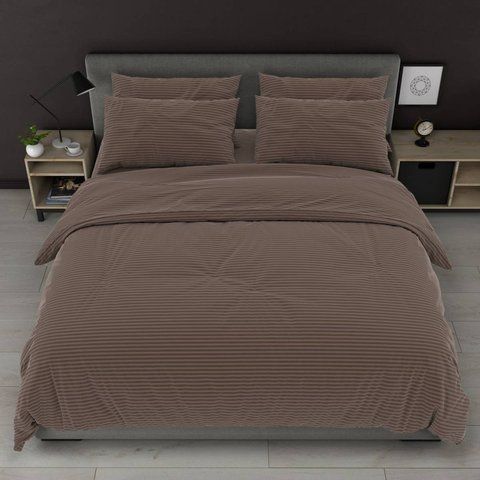 Простирадло BonaVita бавовна 200x220 Коричнева смужка (ST33-0098 brown) ST33-0098 brown фото