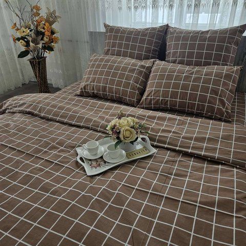 Постільна білизна BonaVita євро бавовна Клітинка коричнева (0232 brown) 351-0232 brown фото