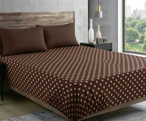 Простирадло на резинці BonaVita 140х200 бавовна Горох (SE33-0442 chocolate) SE33-0442 chocolate фото