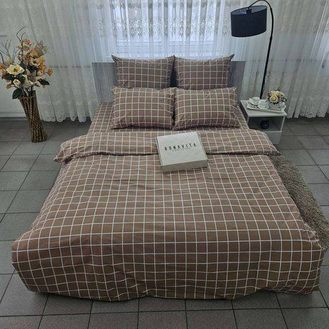 Простирадло BonaVita бавовна 150х220 Клітинка (ST32-0232 brown) ST32-0232 brown фото
